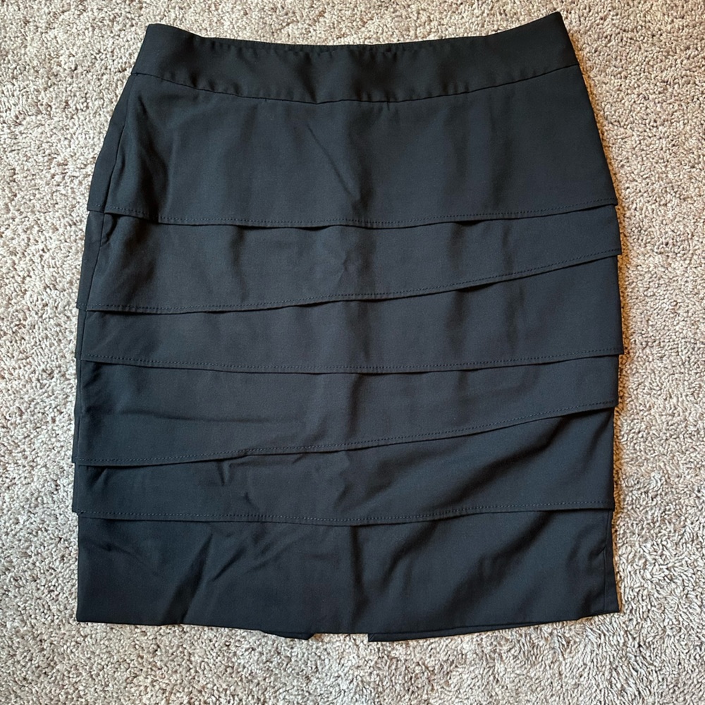 White House Black Market Black Tiered Pencil Skirt size 12